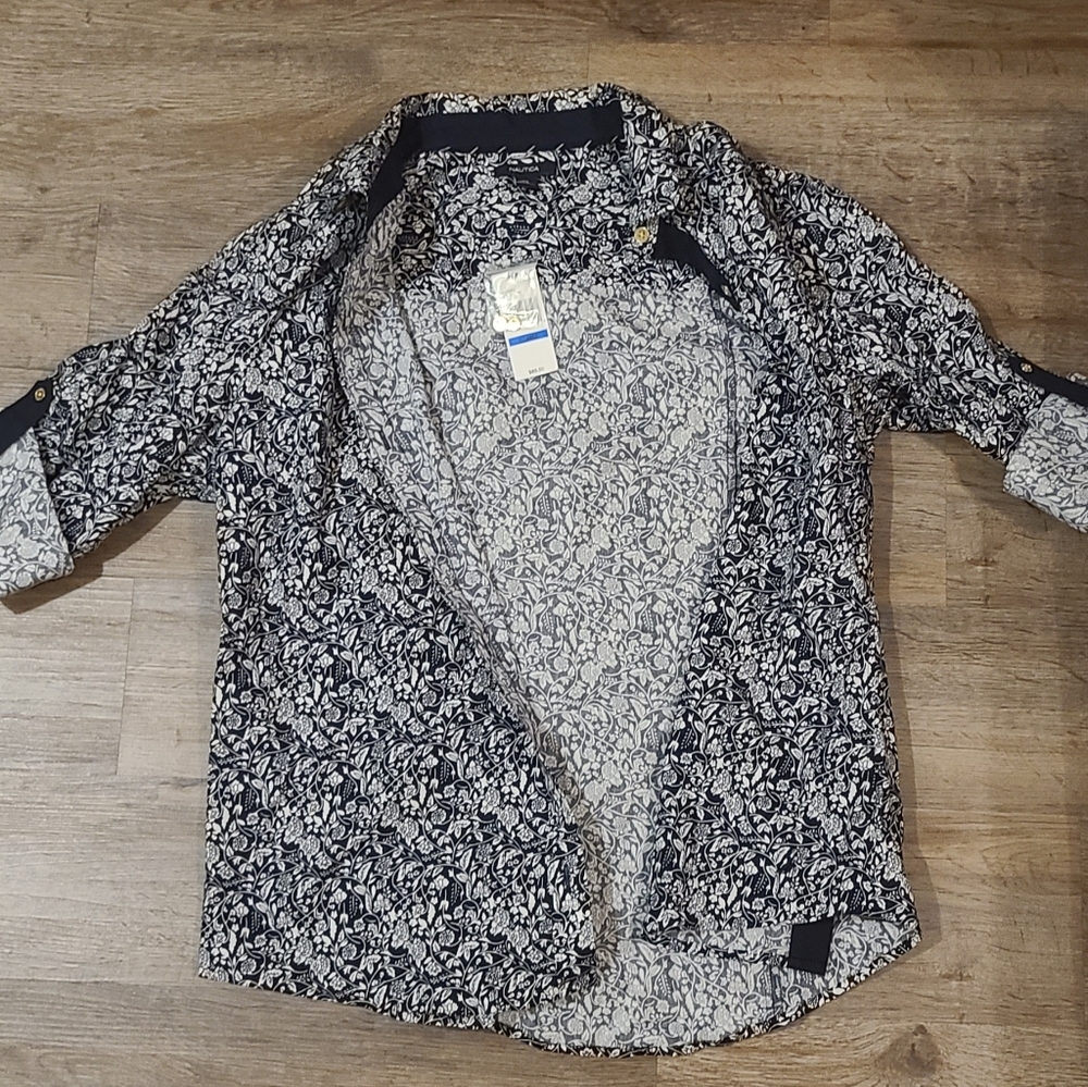 Nautical blue button up